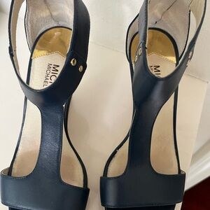 Michael Kors Blue Platform Sandals with T-Strap